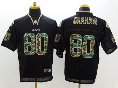 Nike New Orleans Saints #80 Jimmy Graham Black With Camo Elite Jersey