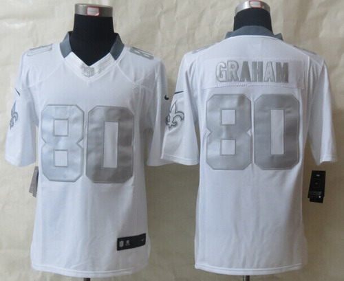 Nike New Orleans Saints #80 Jimmy Graham Platinum White Limited Jersey