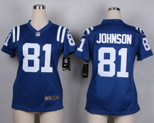 Nike Indianapolis Colts #81 Andre Johnson Blue Game Womens Jersey