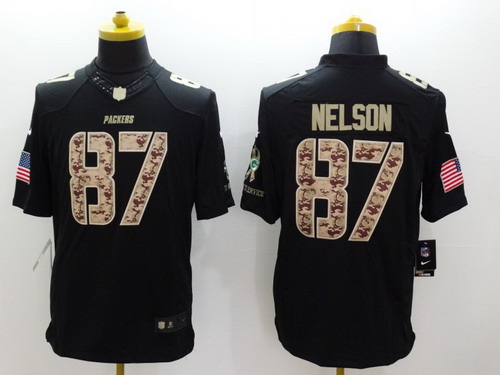 Nike Green Bay Packers #87 Jordy Nelson Salute to Service Black Limited Jersey