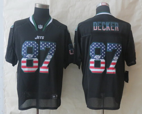 Nike New York Jets #87 Eric Decker  2014 USA Flag Fashion Black Elite Jersey