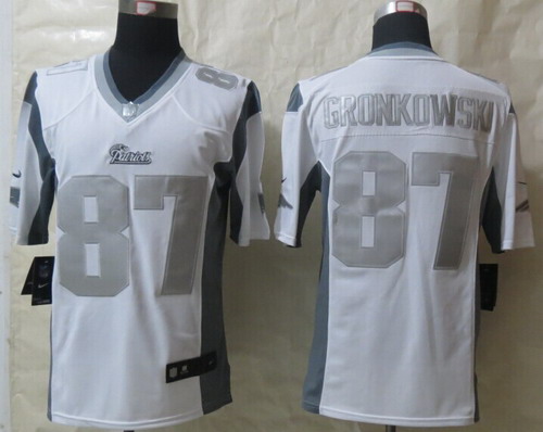 Nike New England Patriots #87 Rob Gronkowski Platinum White Limited Jersey