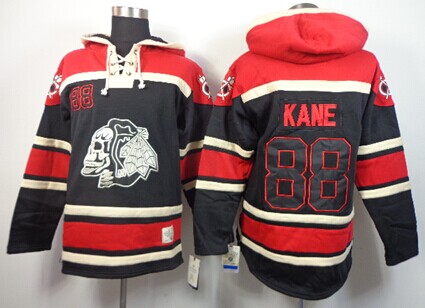 Old Time Hockey Chicago Blackhawks #88 Patrick Kane Black Ice Skulls Hoodie