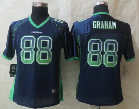 Nike Seattle Seahawks #88 Jimmy Graham Drift Fashion Blue Womens Jersey