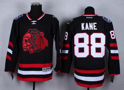 Chicago Blackhawks #88 Patrick Kane 2014 Stadium Series Black With Red Skulls Jersey