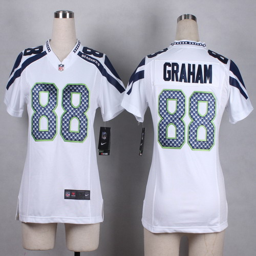 Nike Seattle Seahawks #88 Jimmy Graham White Game Womens Jersey