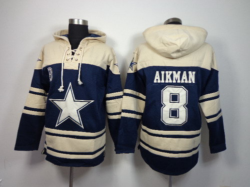 Dallas Cowboys #8 Troy Aikman 2014 Blue Hoodie