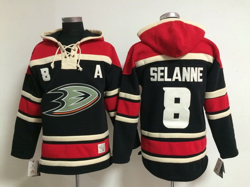 Old Time Hockey Anaheim Ducks #8 Teemu Selanne Black Hoodie