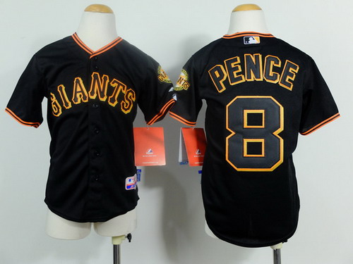 San Francisco Giants #8 Hunter Pence Black Kids Jersey