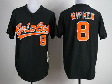 Baltimore Orioles #8 Cal Ripken 1993 Black Throwback Jersey