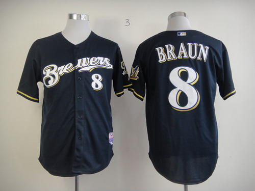 Milwaukee Brewers #8 Ryan Braun Navy Blue Jersey