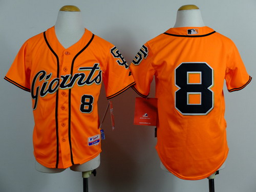 San Francisco Giants #8 Hunter Pence Orange Kids Jersey