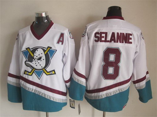 Anaheim Ducks #8 Teemu Selanne White Throwback CCM Jersey