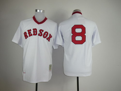 Boston Red Sox #8 Carl Yastrzemski 1975 White Throwback Jersey