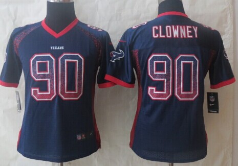 Nike Houston Texans #90 Jadeveon Clowney Drift Fashion Blue Womens Jersey