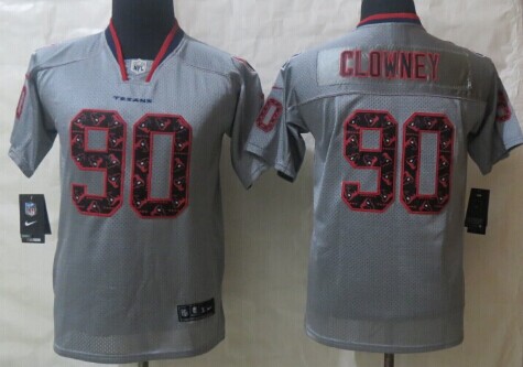 Nike Houston Texans #90 Jadeveon Clowney Lights Out Gray Ornamented Kids Jersey