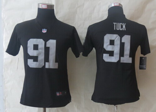 Nike Oakland Raiders #91 Justin Tuck Black Limited Womens Jersey