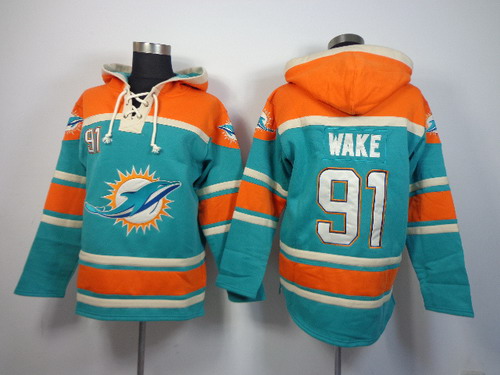 Miami Dolphins #91 Cameron Wake 2014 Green Hoodie