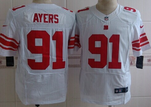 Nike New York Giants #91 Robert Ayers White Elite Jersey