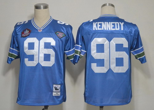 Seattle Seahawks #96 Cortez Kennedy Hall of Fame Blue Throwback Jersey