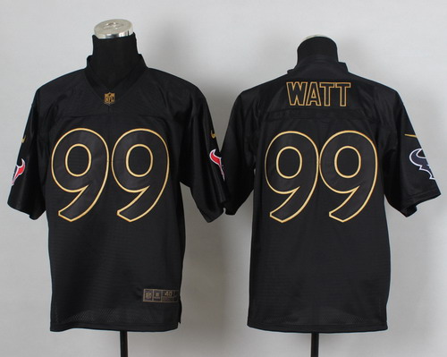 Nike Houston Texans #99 J.J. Watt 2014 All Black/Gold Elite Jersey