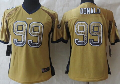 Nike St. Louis Rams #99 Aaron Donald Drift Fashion Gold Womens Jersey