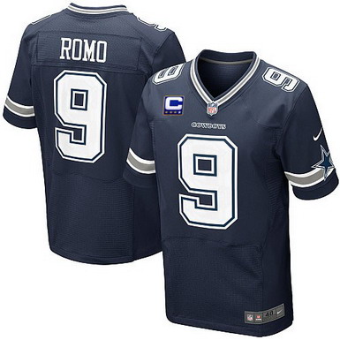 Nike Dallas Cowboys #9 Tony Romo Blue C Patch Elite Jersey