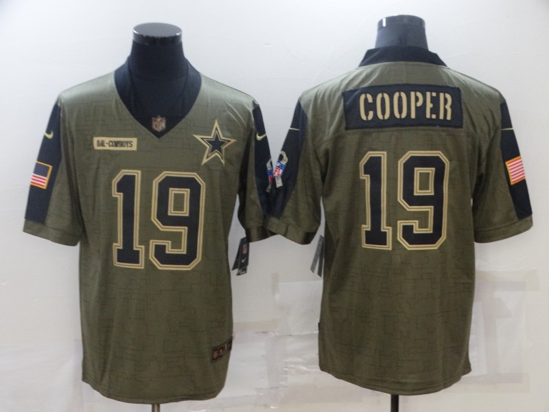 Men's Dallas Cowboys #19 Amari Cooper Nike Olive 2021 Salute To Service Limited Player Jersey