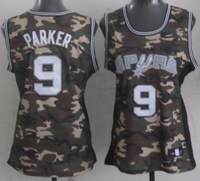 San Antonio Spurs #9 Tony Parker Camo Fashion Womens Jersey