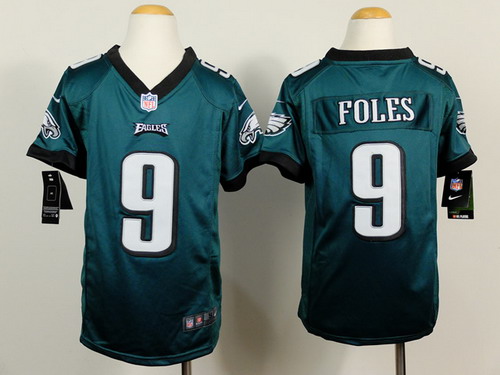 Nike Philadelphia Eagles #9 Nick Foles Dark Green Game Kids Jersey