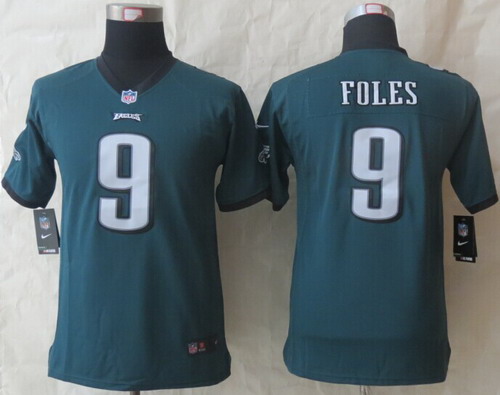 Nike Philadelphia Eagles #9 Nick Foles Dark Green Limited Kids Jersey