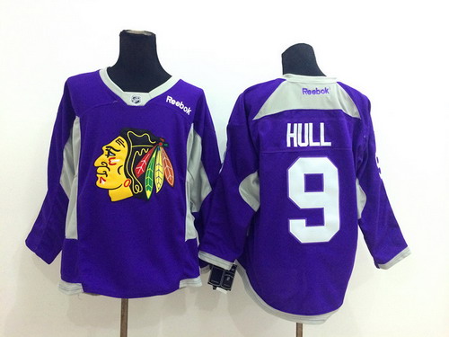 Chicago Blackhawks #9 Bobby Hull 2014 Training Purple Jersey