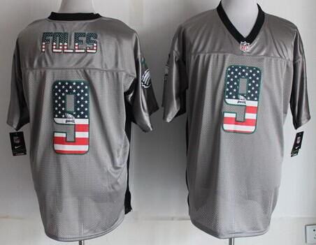 Nike Philadelphia Eagles #9 Nick Foles 2014 USA Flag Fashion Gray Elite Jersey