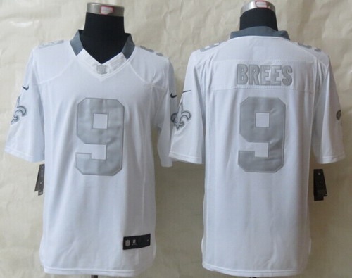 Nike New Orleans Saints #9 Drew Brees Platinum White Limited Jersey