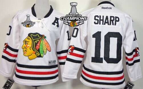 Chicago Blackhawks #10 Patrick Sharp 2015 Winter Classic White Kids Jersey W/2015 Stanley Cup Champion Patch