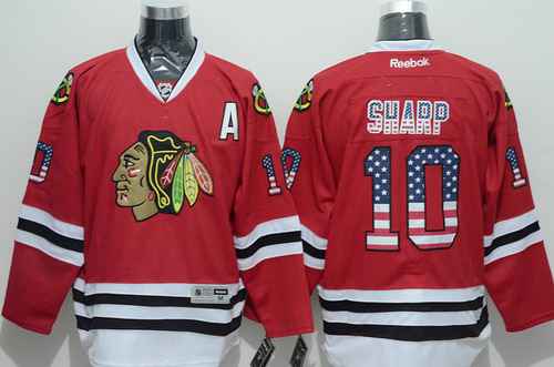 Chicago Blackhawks #10 Patrick Sharp USA Flag Fashion Red Jersey