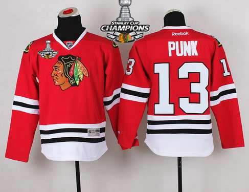 Chicago Blackhawks #13 CM Punk Red Kids Jersey W/2015 Stanley Cup Champion Patch