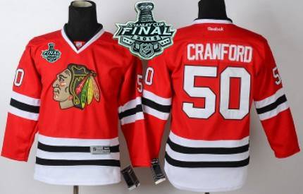 Youth Chicago Blackhawks #50 Corey Crawford 2015 Stanley Cup Red Jersey