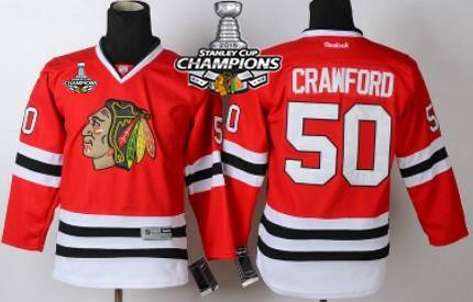 Chicago Blackhawks #50 Corey Crawford Red Kids Jersey W/2015 Stanley Cup Champion Patch