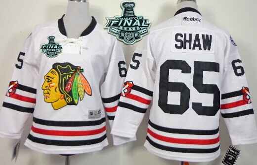 Youth Chicago Blackhawks #65 Andrew Shaw 2015 Stanley Cup 2015 Winter Classic White Jersey