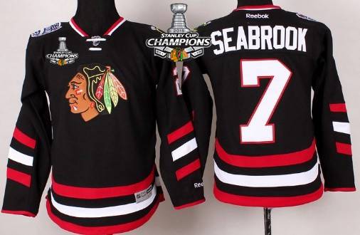 Chicago Blackhawks #7 Brent Seabrook 2014 Stadium Series Black Kids Jersey W/2015 Stanley Cup Champion Patch