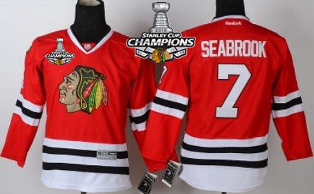 Chicago Blackhawks #7 Brent Seabrook Red Kids JerseyW /2015 Stanley Cup Champion Patch