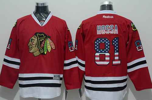 Chicago Blackhawks #81 Marian Hossa USA Flag Fashion Red Jersey