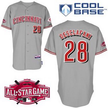 Cincinnati Reds #28 Anthony DeSclafani 2015 All-Star Patch Gray Jersey