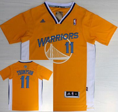 Golden State Warriors #11 Klay Thompson Revolution 30 Swingman Yellow Short-Sleeved Jersey