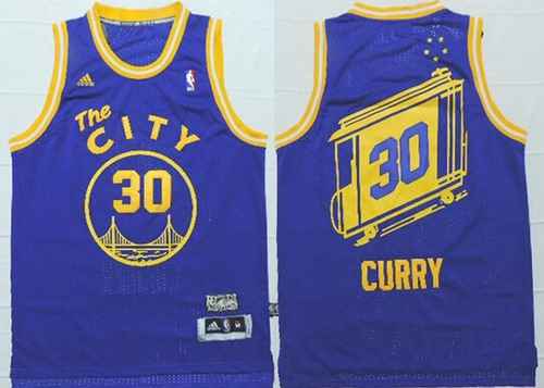 Golden State Warriors #30 Stephen Curry The City Blue Hardwood Classics Soul Swingman Throwback Jersey