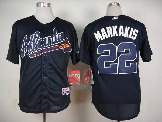 Men's Atlanta Braves #22 Nick Markakis Navy Blue Jersey