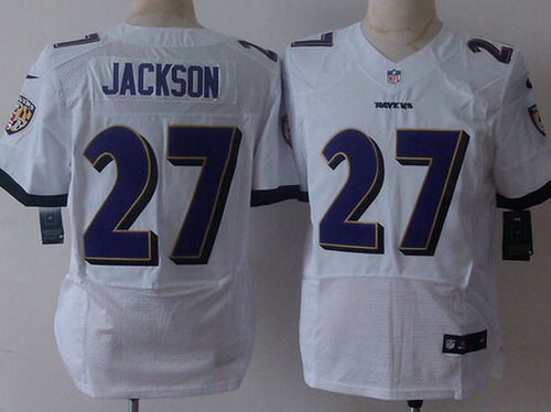 Men's Baltimore Ravens #27 Asa Jackson 2013 Nike White Elite Jersey