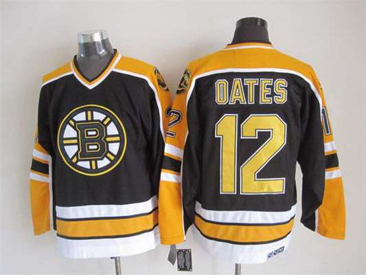 Men's Boston Bruins #12 Adam Oates 1996-97 Black CCM Vintage Throwback Jersey