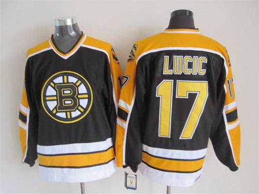 Men's Boston Bruins #17 Milan Lucic 1996-97 Black CCM Vintage Throwback Jersey